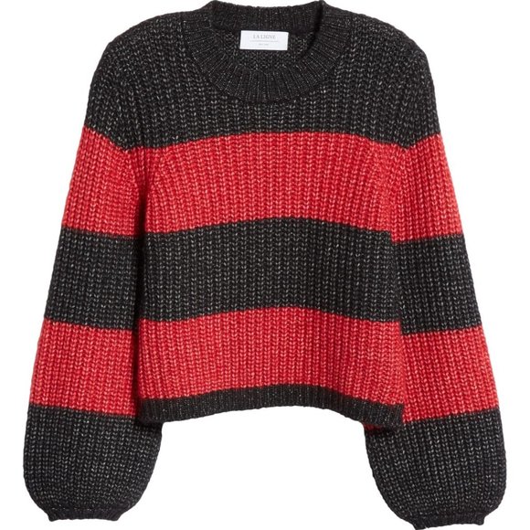 LA LIGNE Colorblock Balloon Sleeve Crop Sweater - Picture 3 of 6